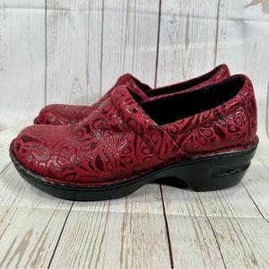 BOC by Born Women’s Peggy Red Leather Tooled Clog SlipOn Professional Shoes SZ 9